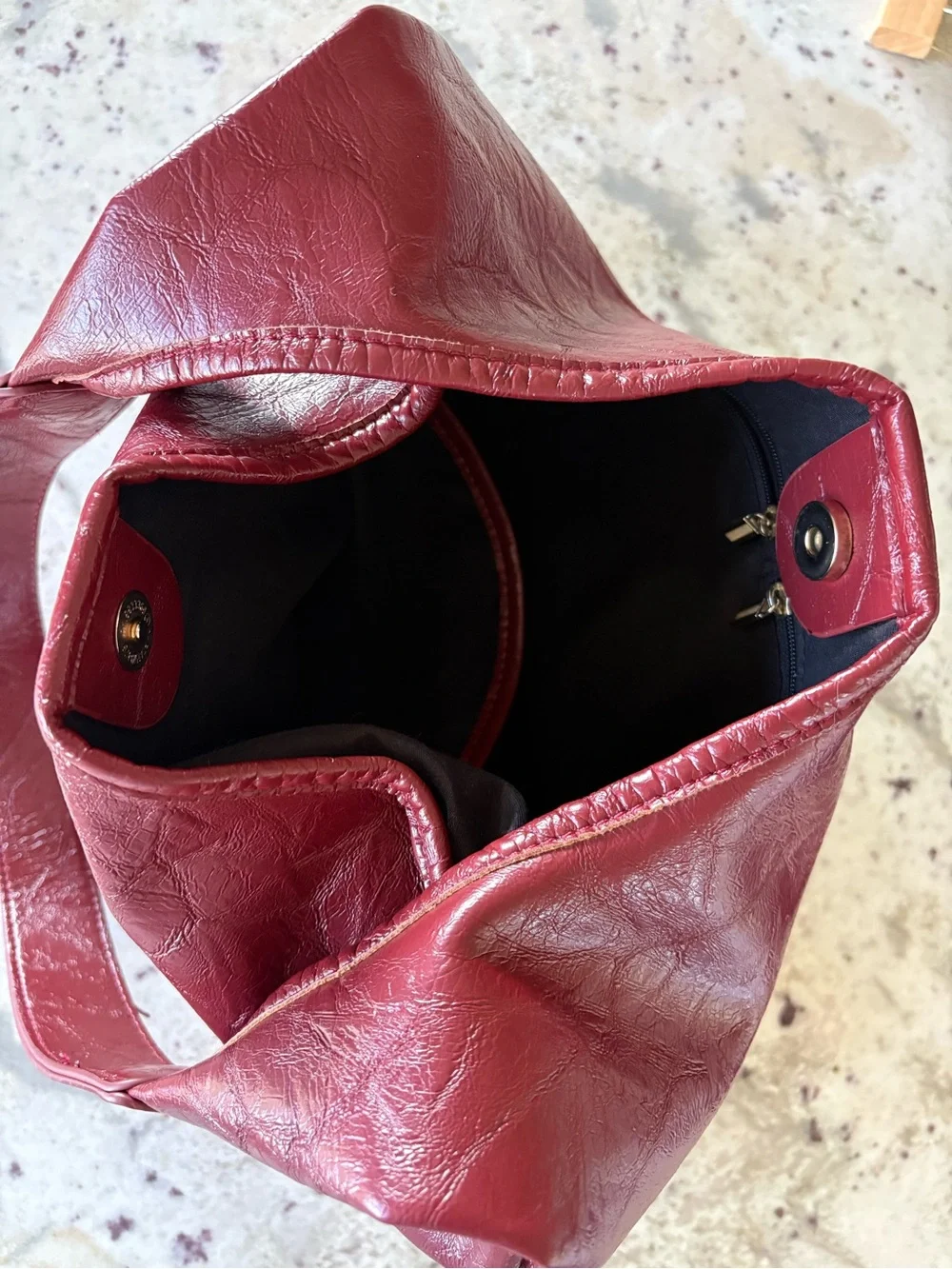 Women's Classic faux Leather Y2K  Burgundy boho bag